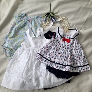 Multiples White Eyelet Dress with Navy & Red Nautical Sailboat Top